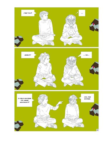 QEDA_2000px-p_44 Qu'est devenu Anselme ? un livre d'Olivier Moulard, une fable graphique publiée aux éditions le lion qui parle.
